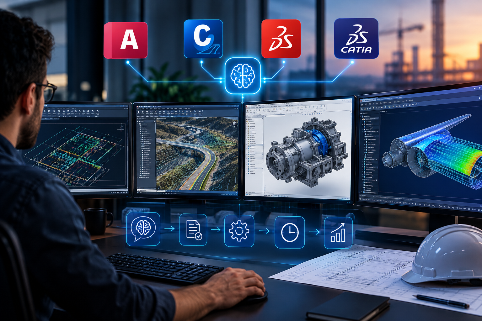 Inteligência Artificial no desenho técnico: o que muda no fluxo de trabalho com AutoCAD, Civil 3D, SolidWorks e CATIA